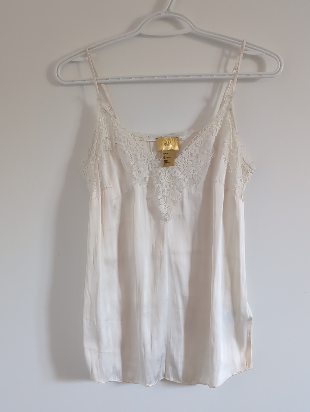 H&M Cream Lace Trim Silk-Look Camisole